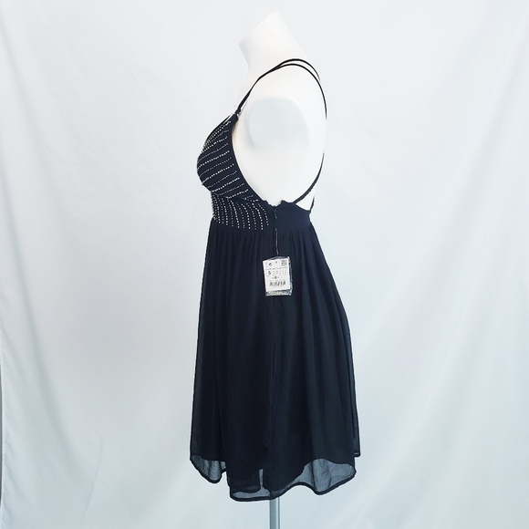 NWT Zara Little Black Dress Beaded Bodice Mini A-line Cocktail - Picture 8 of 16